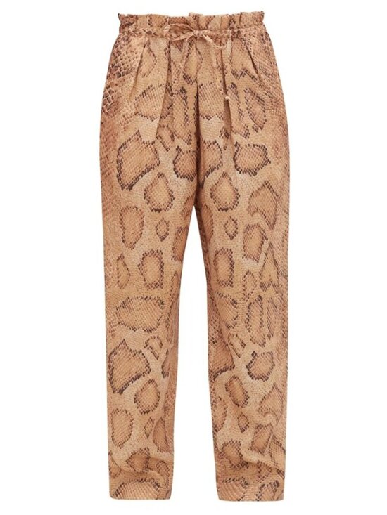 Mara Hoffman Pants - NWT Mara Hoffman Women Trousers Sand Multi Snake Print Paperbag Cropped - M